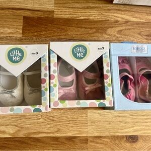 Little Me & Robeez Baby Shoe Bundle - Pink, Silver